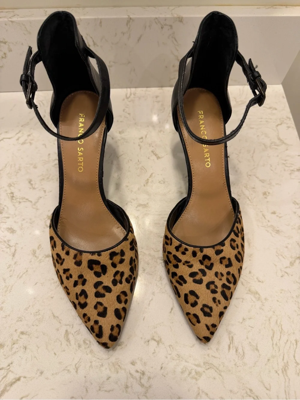 Franco Sarto Leopard Print Calf Hair Heels 8